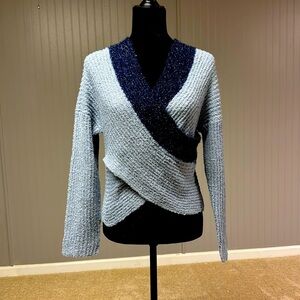 Superdown Lanah Wrap Sweater in Blue Multi